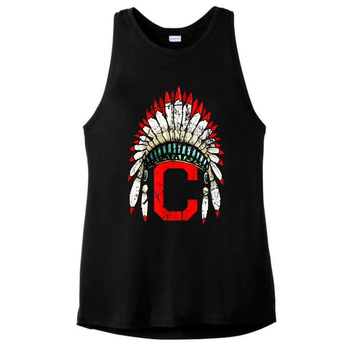 Cleveland Hometown Indian Tribe Vintage For Baseball Fans Ladies Tri-Blend Wicking Tank