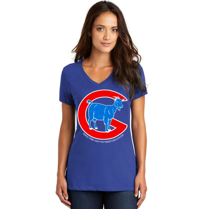 Chicago Billy Goat Since 1908 May the Tradition Live On Women's V-Neck T-Shirt