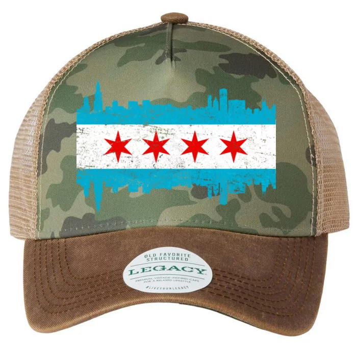 Chicago City Skyline Flag Vintage Legacy Tie Dye Trucker Hat