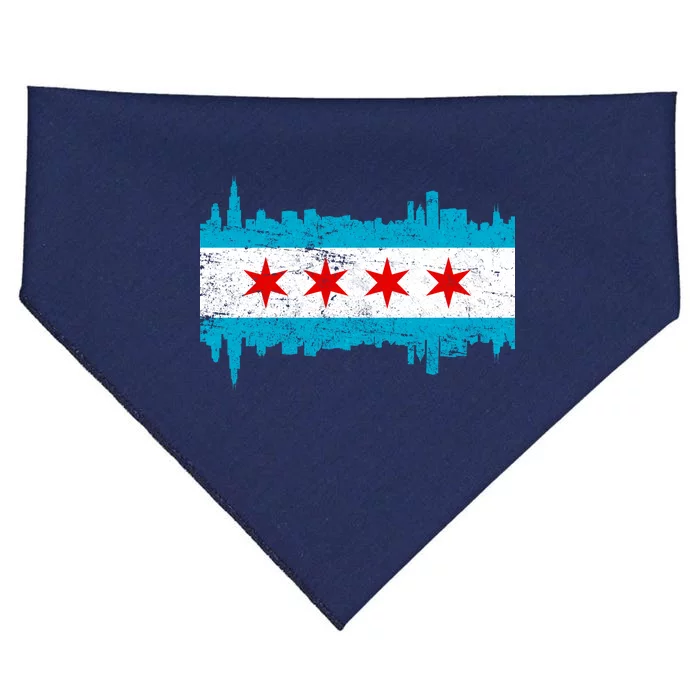 Chicago City Skyline Flag Vintage USA-Made Doggie Bandana