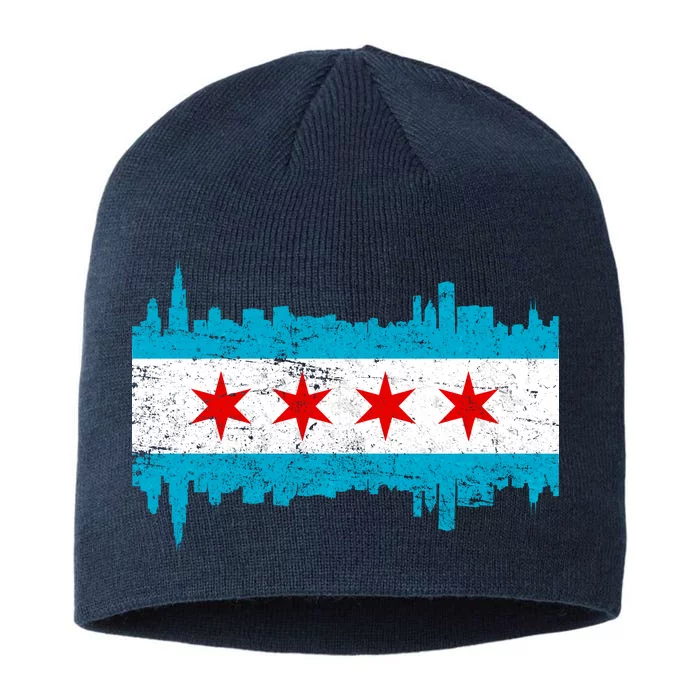 Chicago City Skyline Flag Vintage 8 1/2in Sustainable Knit Beanie