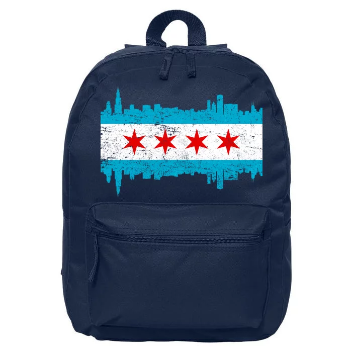 Chicago City Skyline Flag Vintage 16 in Basic Backpack