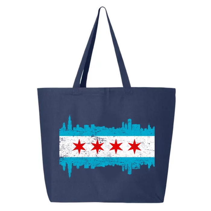 Chicago City Skyline Flag Vintage 25L Jumbo Tote