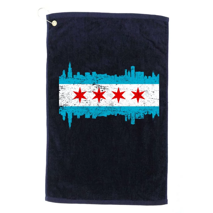 Chicago City Skyline Flag Vintage Platinum Collection Golf Towel