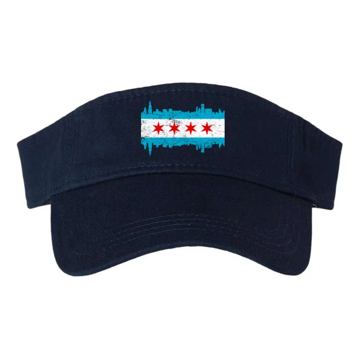 Chicago City Skyline Flag Vintage Valucap Bio-Washed Visor