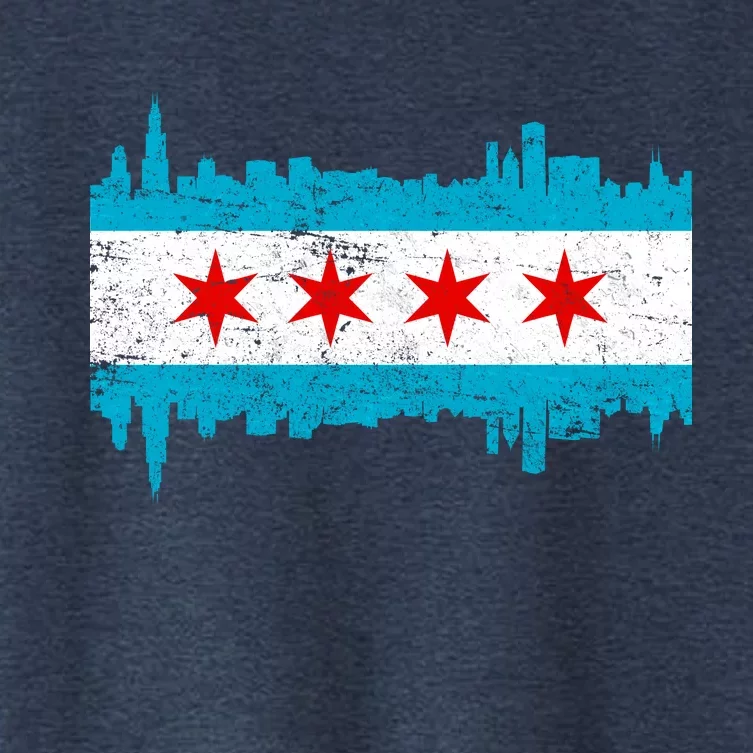 Chicago City Skyline Flag Vintage Women's Crop Top Tee