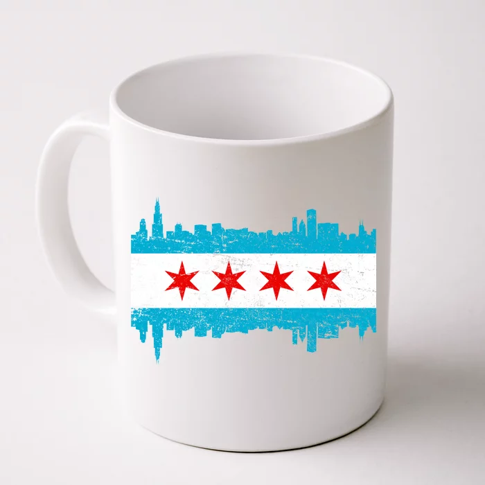 Chicago City Skyline Flag Vintage Front & Back Coffee Mug