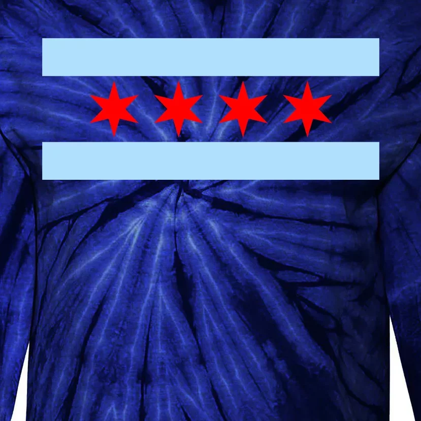 Chicago Flag Tie-Dye Long Sleeve Shirt