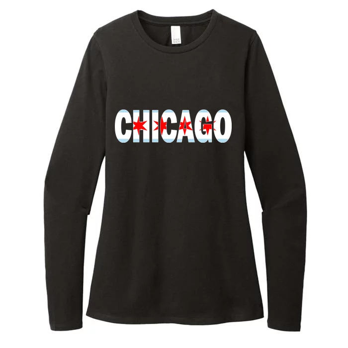 Chicago Flag Star Logo Womens CVC Long Sleeve Shirt