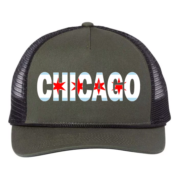 Chicago Flag Star Logo Retro Rope Trucker Hat Cap