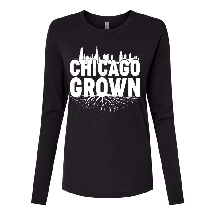 Chicago Grown Skyline Roots Womens Cotton Relaxed Long Sleeve T-Shirt