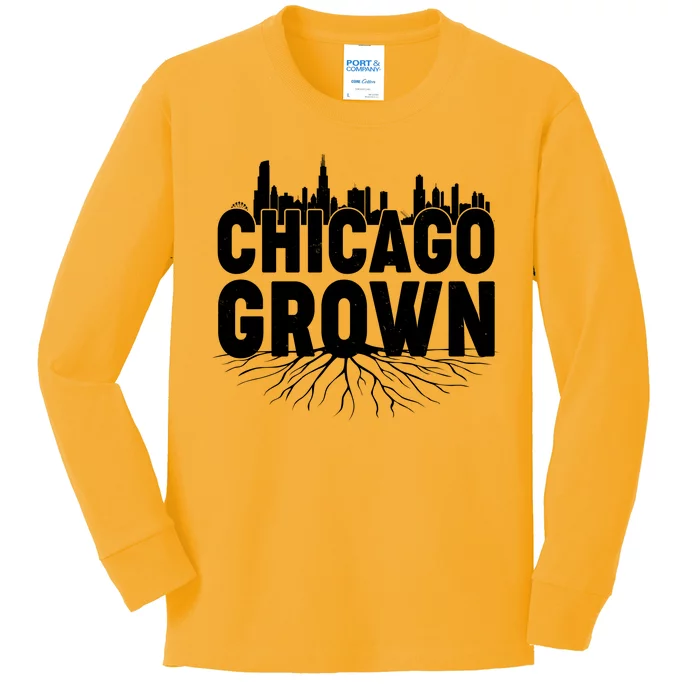 Chicago Grown Skyline Roots Kids Long Sleeve Shirt