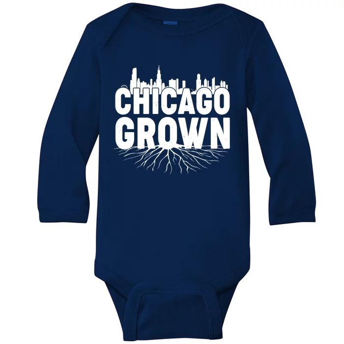 Chicago Grown Skyline Roots Baby Long Sleeve Bodysuit