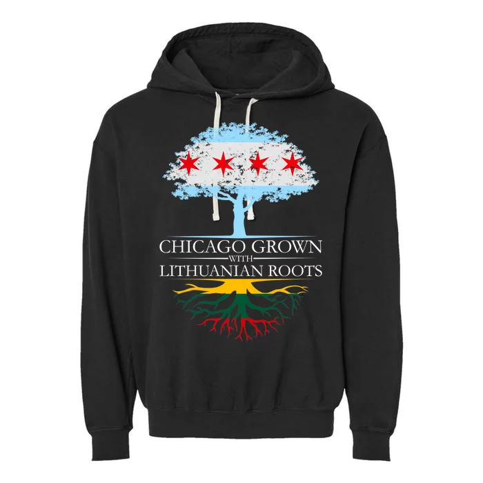 Chicago Grown With Lithuanian Roots Garment-Dyed Fleece Hoodie