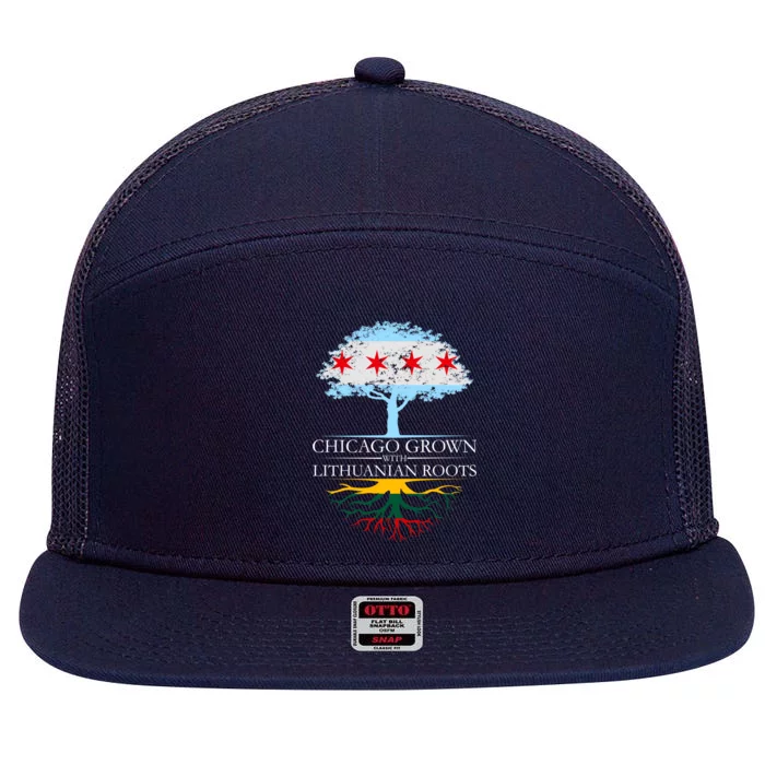 Chicago Grown With Lithuanian Roots 7 Panel Mesh Trucker Snapback Hat