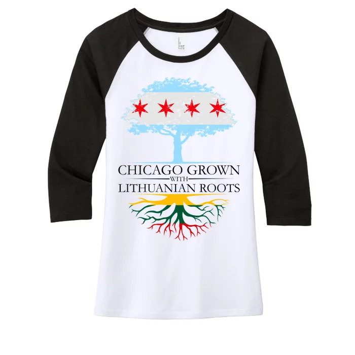 Chicago Grown With Lithuanian Roots Women's Tri-Blend 3/4-Sleeve Raglan Shirt