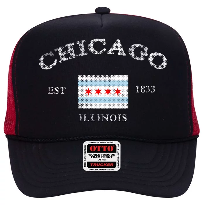 Chicago Illinois Est 1833 High Crown Mesh Trucker Hat