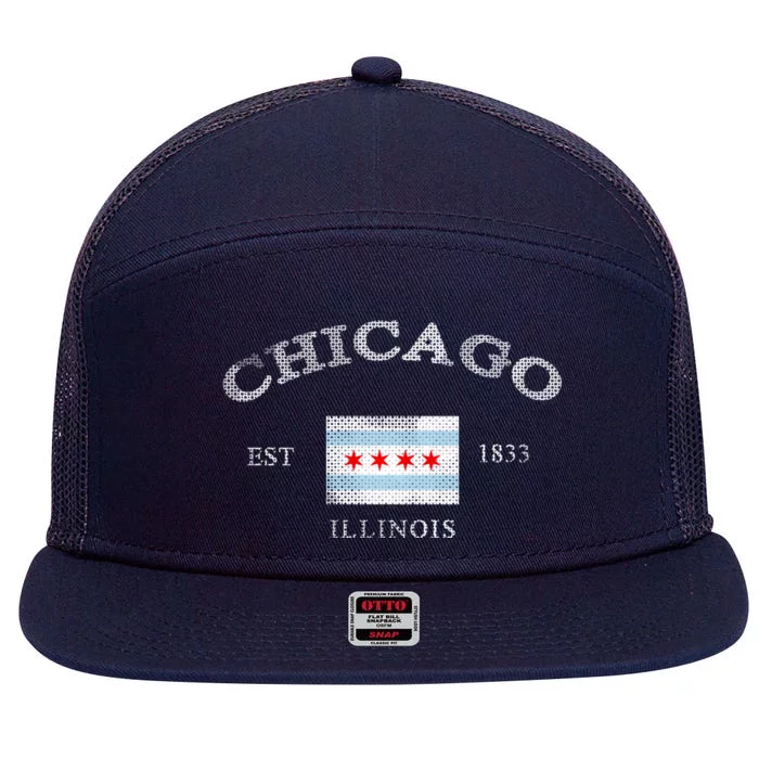 Chicago Illinois Est 1833 7 Panel Mesh Trucker Snapback Hat