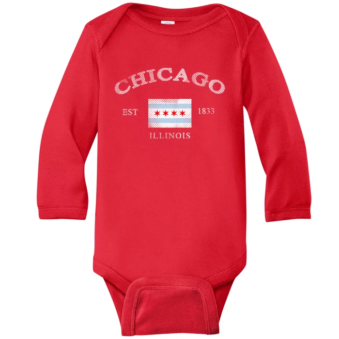 Chicago Illinois Est 1833 Baby Long Sleeve Bodysuit