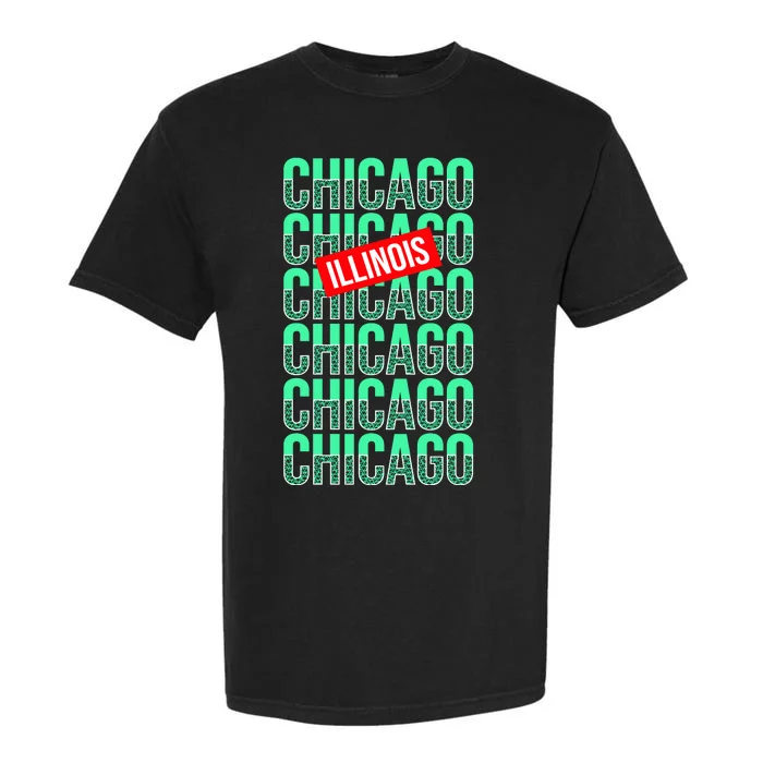 Chicago Illinois Typography Garment-Dyed Heavyweight T-Shirt