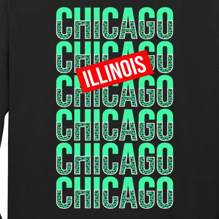 Chicago Illinois Typography Long Sleeve Shirt