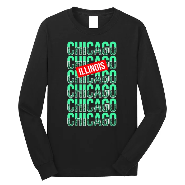 Chicago Illinois Typography Long Sleeve Shirt