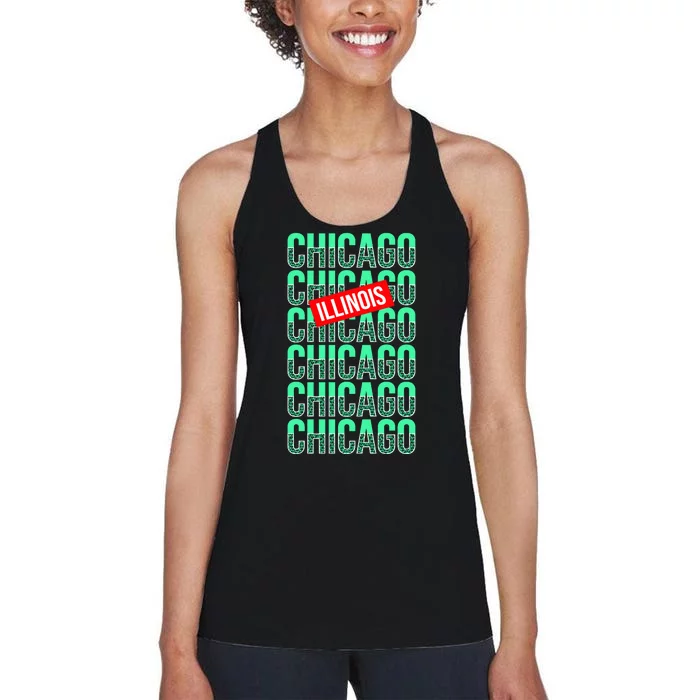 Chicago Illinois Typography Women's Racerback Tank