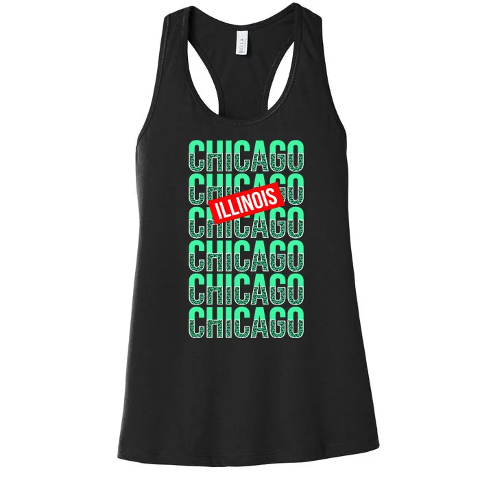 Chicago Illinois Typography Women's Racerback Tank