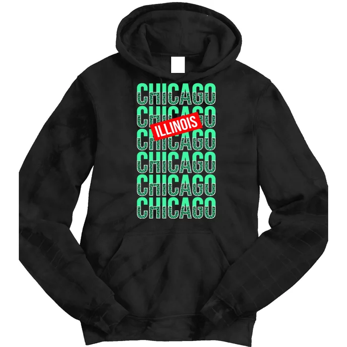 Chicago Illinois Typography Tie Dye Hoodie