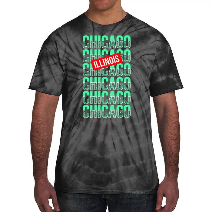 Chicago Illinois Typography Tie-Dye T-Shirt