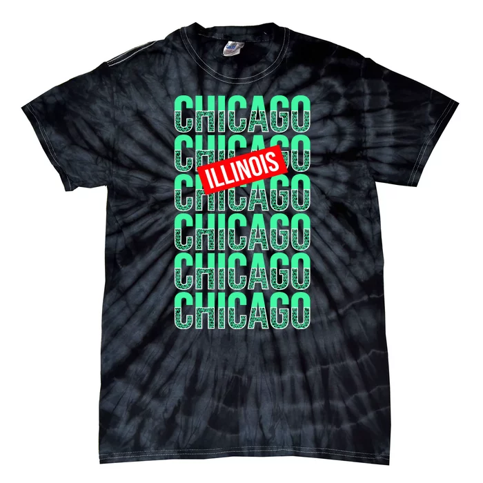 Chicago Illinois Typography Tie-Dye T-Shirt