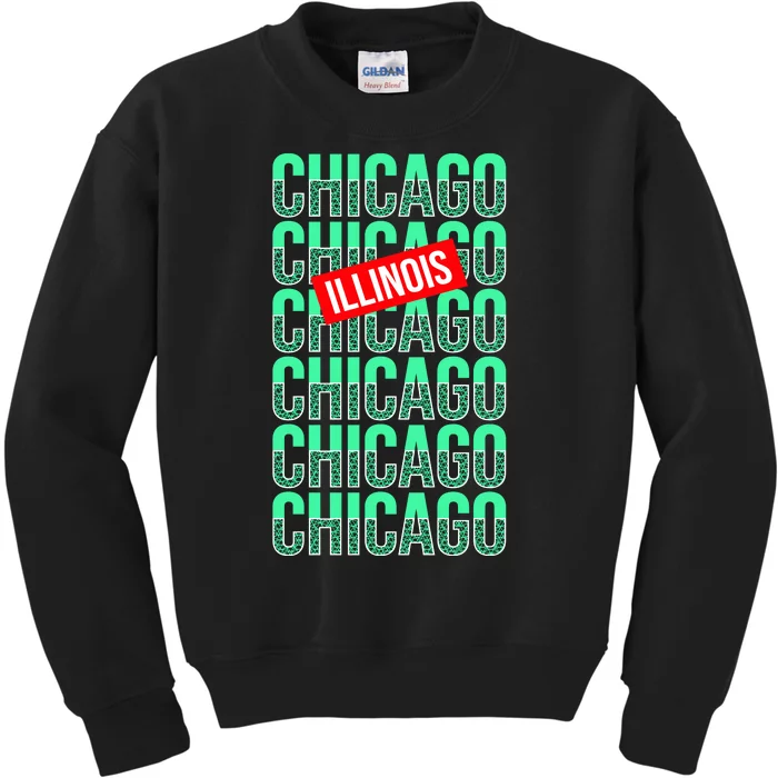 Chicago Illinois Typography Kids Sweatshirt