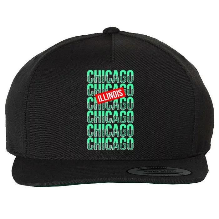 Chicago Illinois Typography Wool Snapback Cap