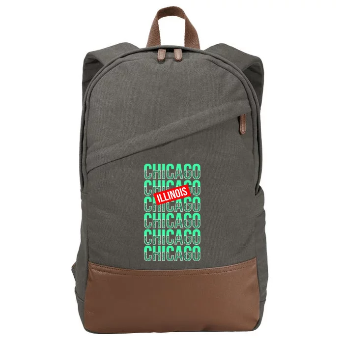 Chicago Illinois Typography Cotton Canvas Backpack