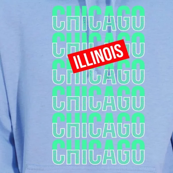 Chicago Illinois Typography Unisex Surf Hoodie