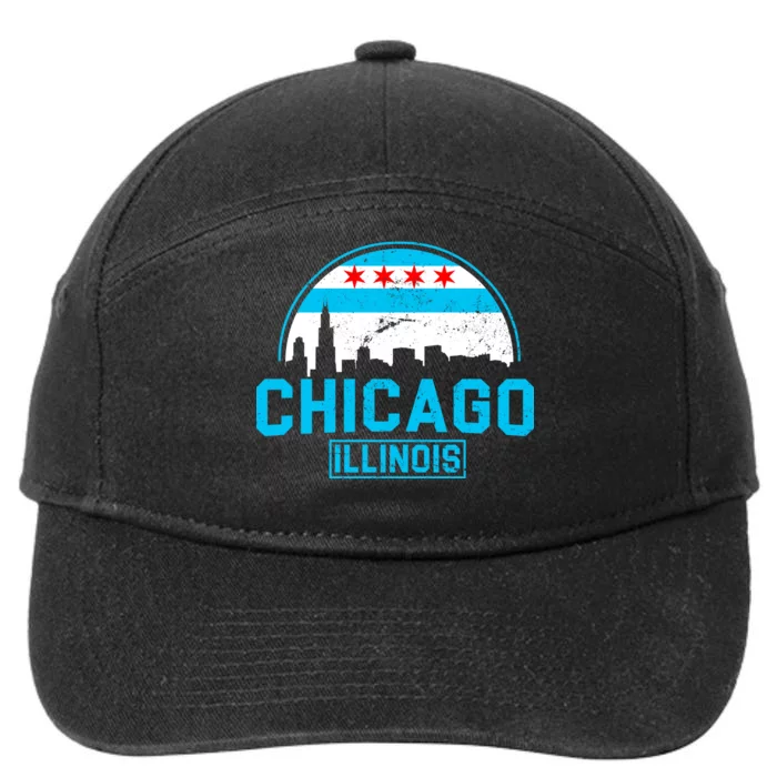 Chicago Illinois Vintage Flag 7-Panel Snapback Hat