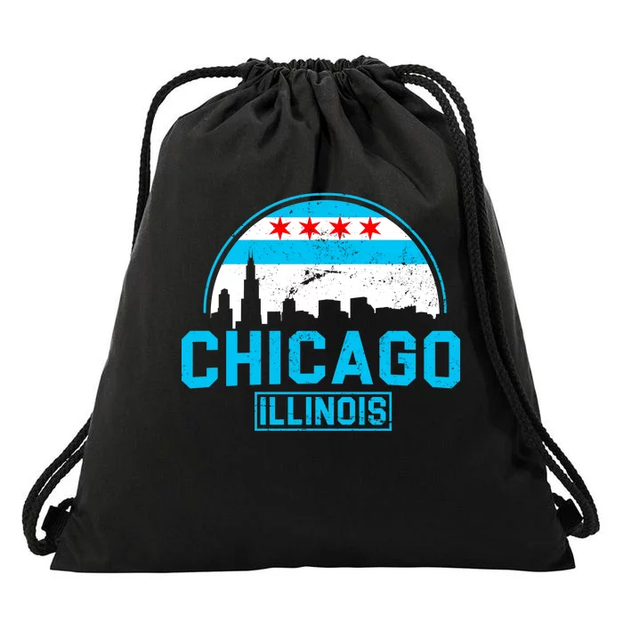 Chicago Illinois Vintage Flag Drawstring Bag