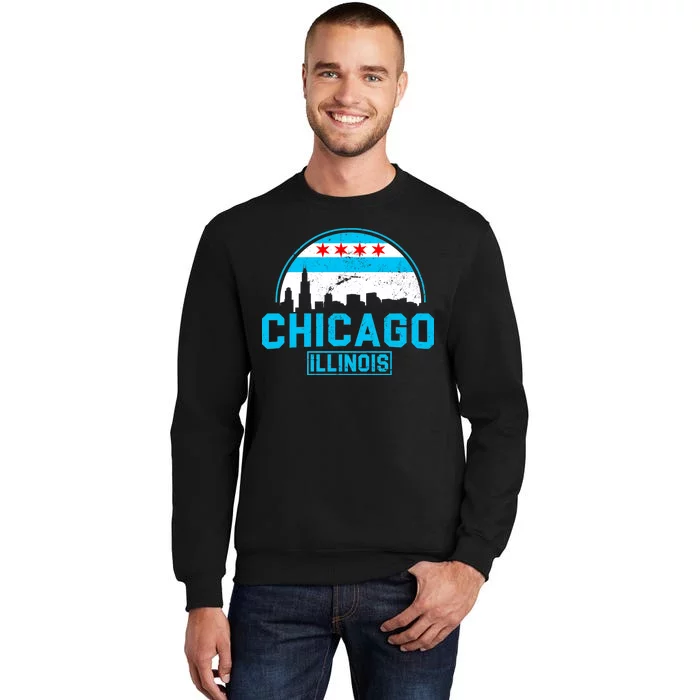 Chicago Illinois Vintage Flag Tall Sweatshirt