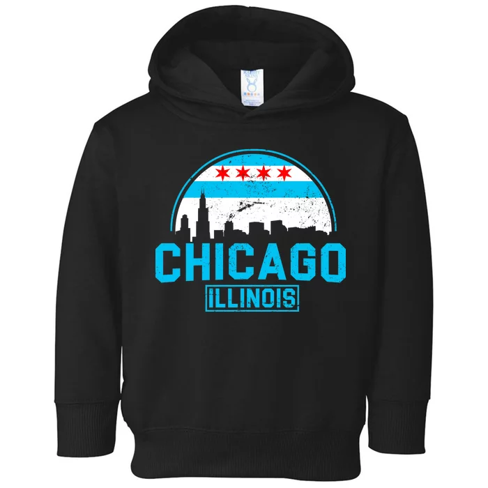 Chicago Illinois Vintage Flag Toddler Hoodie