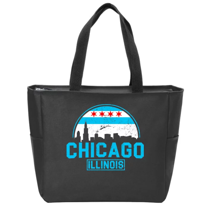 Chicago Illinois Vintage Flag Zip Tote Bag