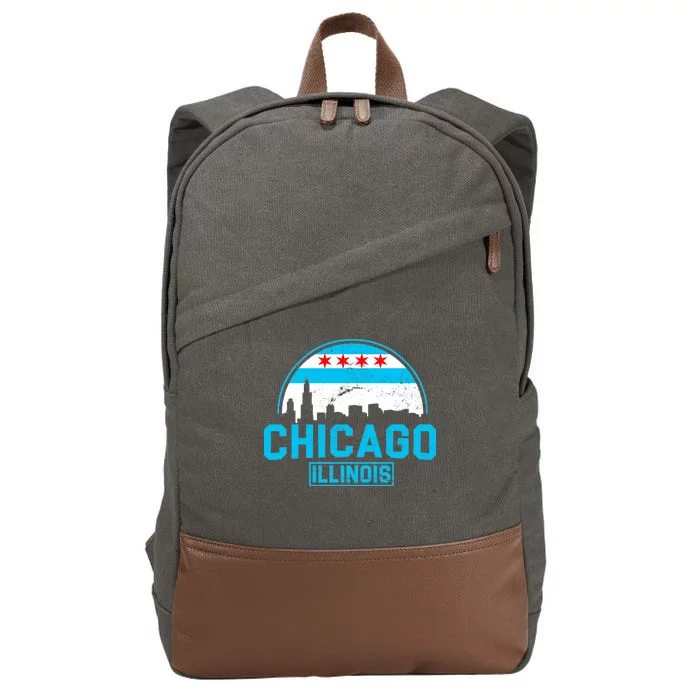 Chicago Illinois Vintage Flag Cotton Canvas Backpack