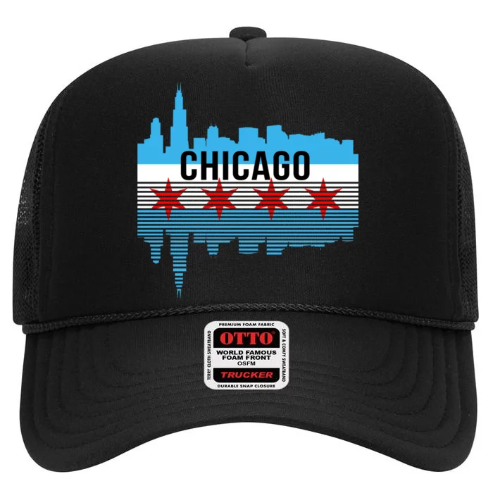 Chicago Skyline High Crown Mesh Trucker Hat