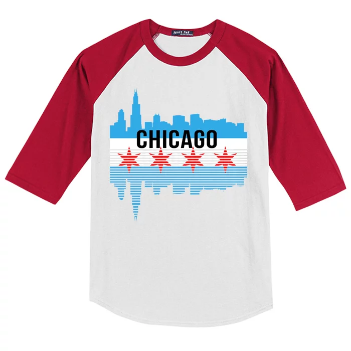 Chicago Skyline Kids Colorblock Raglan Jersey