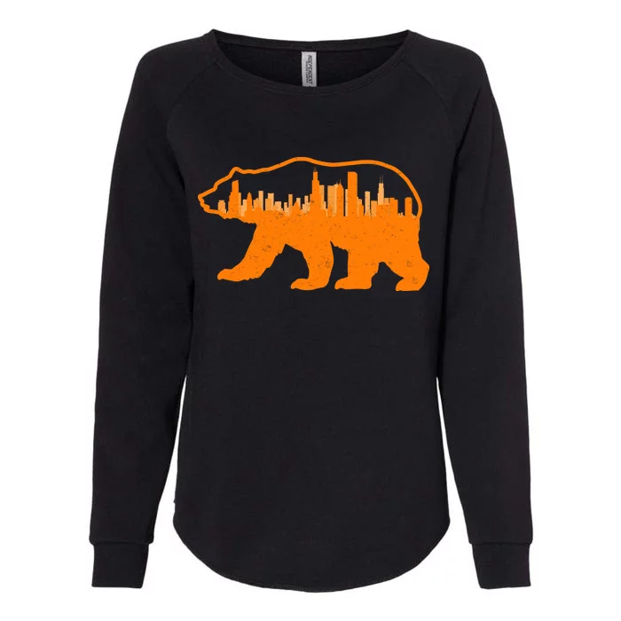 Chicago Skyline City Bear Womens California Wash Sweatshirt