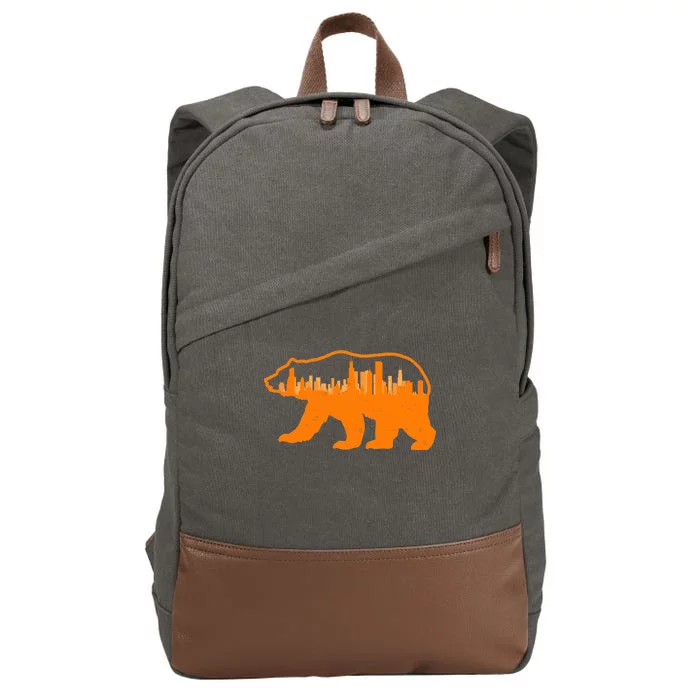 Chicago Skyline City Bear Cotton Canvas Backpack