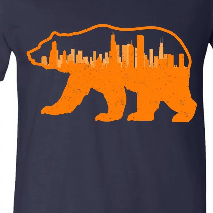 Chicago Skyline City Bear V-Neck T-Shirt