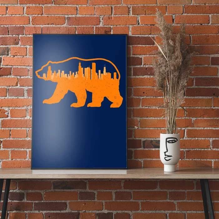 Chicago Skyline City Bear Poster