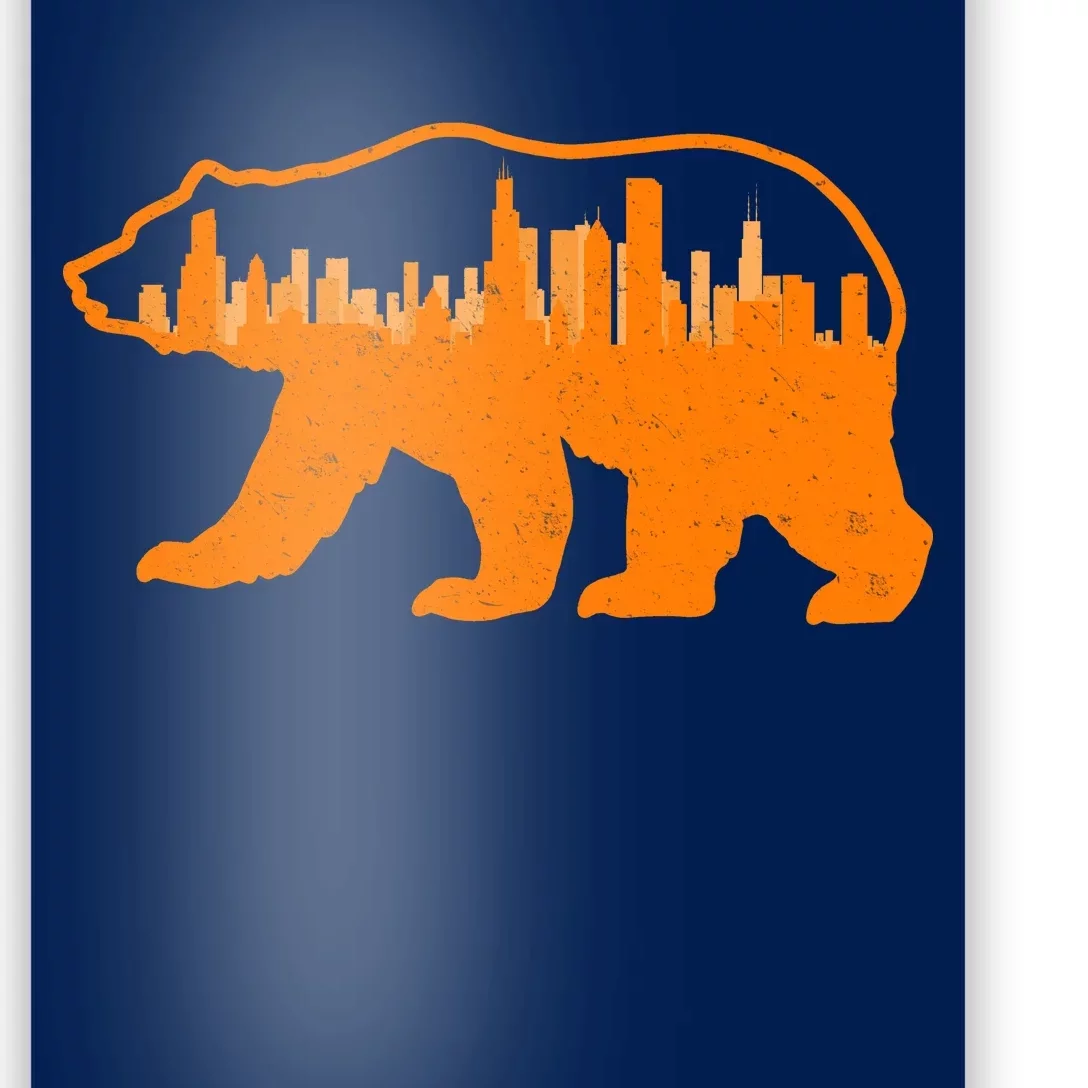 Chicago Skyline City Bear Poster