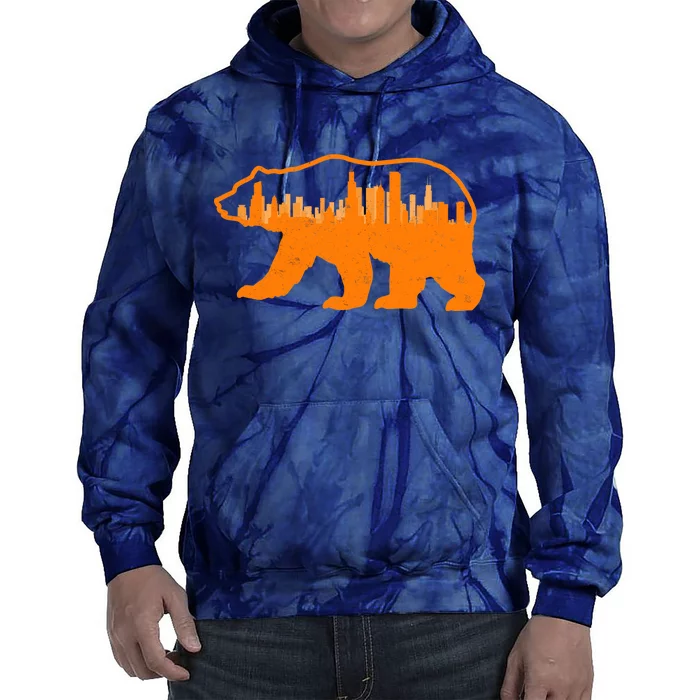 Chicago Skyline City Bear Tie Dye Hoodie