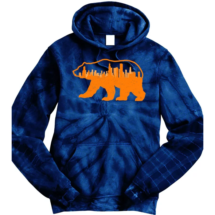 Chicago Skyline City Bear Tie Dye Hoodie